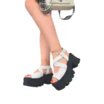 Sandalia Chunky Plataforma Blanco Mujer Sport Elegante A Bordo Con Marieu