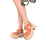 Sandalia Chunky Plataforma Canela Mujer Sport Elegante A Bordo Con Marieu