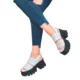Sandalia Plataforma Chunky Blanco Negro Deportiva Elegante Mujer A Bordo Con Marieu