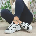 Zapatilla Mujer Blanco Negro Deporte Elegante Cacy A Bordo Con Marieu