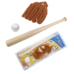 SET DE BÉISBOL PARA NIÑOS EN MADERA – BATE + GUANTE + PELOTA