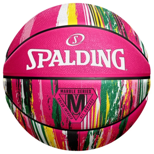PELOTA PARA BASKET SPALDING MARBLE GOMA FUCSIA – #6
